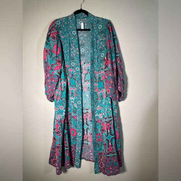 Town and Reese Resortwear cover up robe duster one size puff sleeve - Picture 3 of 15